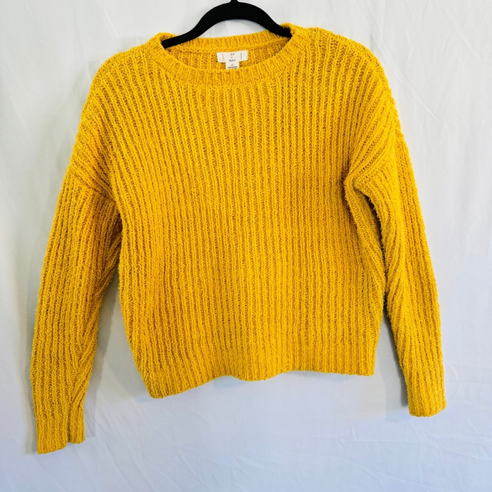 Ivy + Main Mustard Yellow Sweater Pullover Long Sleeve Knit SZ XS